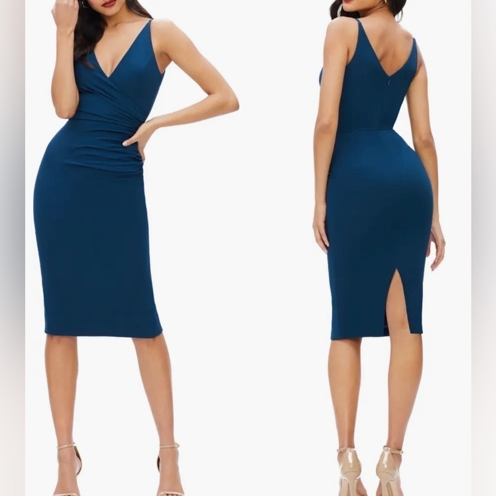 NWOT Dress the Population Anita v neck crepe cocktail dress sz xs